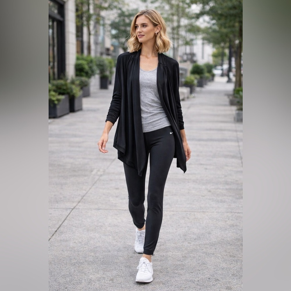 Lululemon Your Best Breath Wrap Vitasea Open Front Cardigan Gray Black - Picture 2 of 14